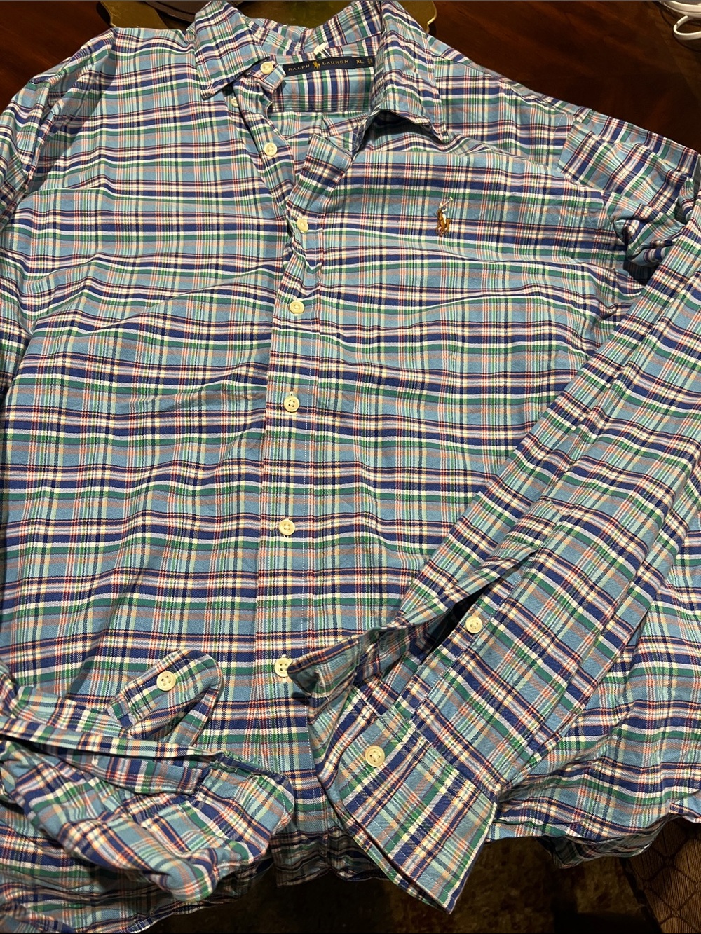 Polo by Ralph Lauren Blue, Green & Purple Plaid Button-Down Shirt
